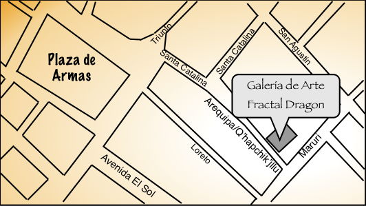 Map of Cusco showing Fractal Dragon Art Gallery